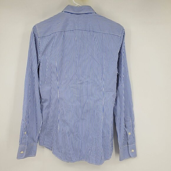 Polo Ralph Lauren Custom Fit Blue and White Striped Collared Button Up Shirt 12 - Picture 2 of 8